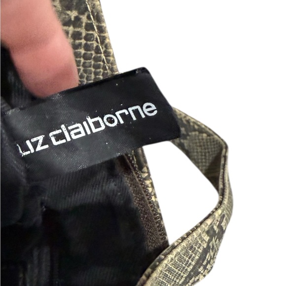Liz Claiborne vintage rare snakeskin handbag purse vinyl material tan and black. - Picture 7 of 10